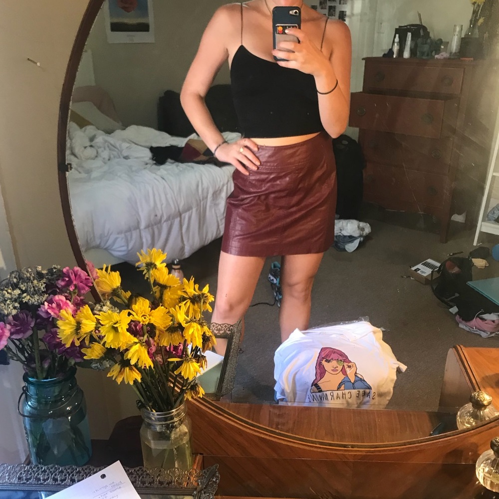 Vegan leather Free People mini skirt